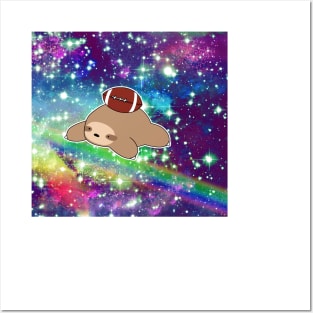 Football Sloth Rainbow Space Posters and Art